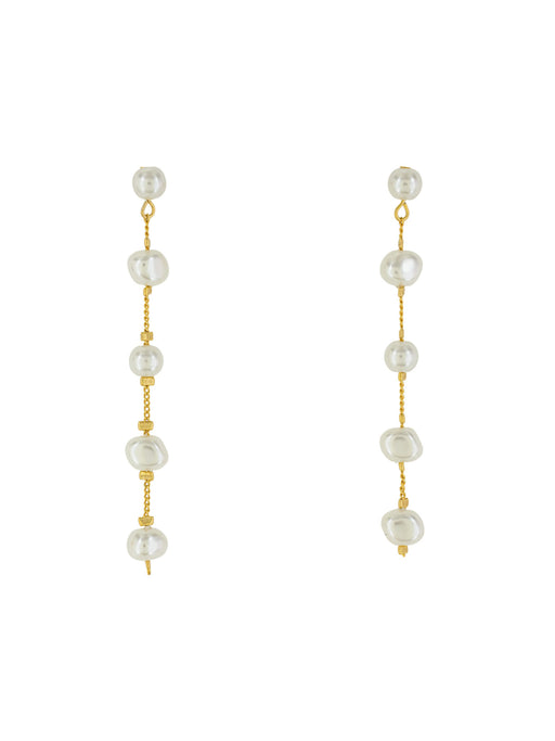 Five Pearl Chain Cascade Posts | Gold Plated Stud Earrings | Light Years