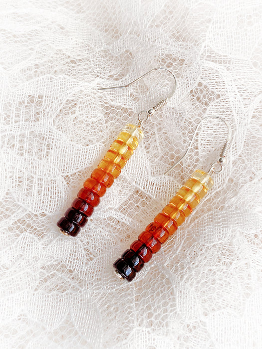Ombre Amber Bead Stack Dangles | Sterling Silver | Light Years Jewelry