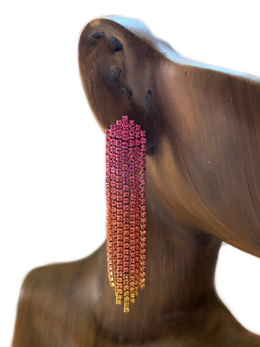 Ombre Rhinestone Waterfall Statement Posts | Gold Fashion Earrings | Light Years