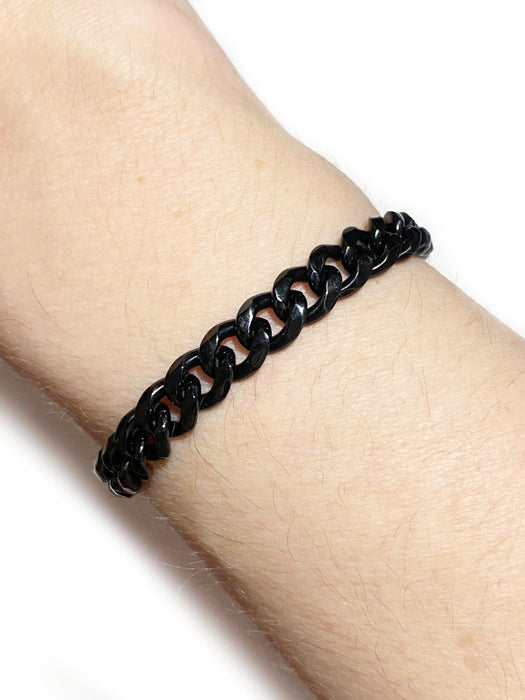 Black Steel Cuban Chain Bracelet | Men's Unisex Jewelry | Light Years 
