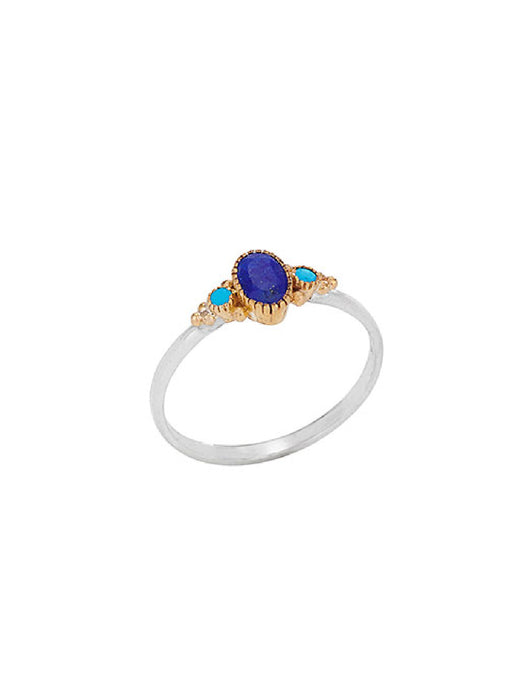 Lapis & Turquoise Multimetal Ring | Sterling Silver Brass Size 6 7 8 9 | Light Years