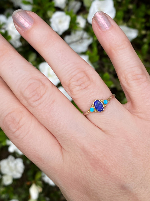 Lapis & Turquoise Multimetal Ring | Sterling Silver Brass Size 6 7 8 9 | Light Years