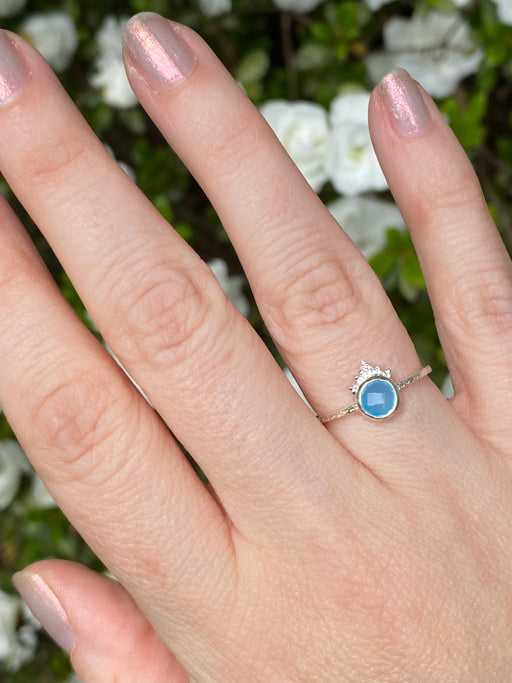 Blue Chalcedony Crown Ring | Sterling Silver 6 7 8 9 | Light Years Jewelry