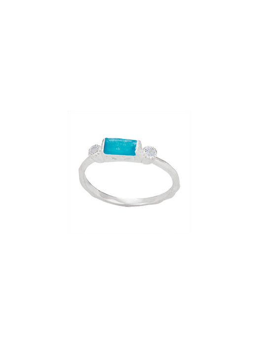 Neon Apatite Bar Ring | Sterling Silver Size 6 7 8 9 | Light Years Jewelry