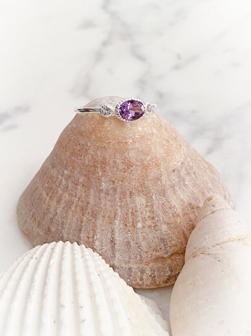 Amethyst & Blue Topaz Ring | Sterling Silver 5 6 7 8 9 | Light Years Jewelry