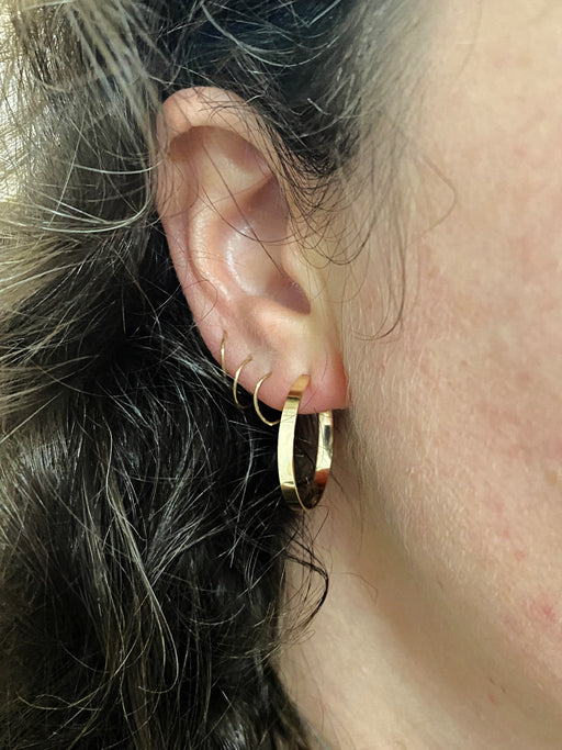 Shiny Flat Post Hoops | 14kt Gold Filled Earrings | Light Years Jewelry
