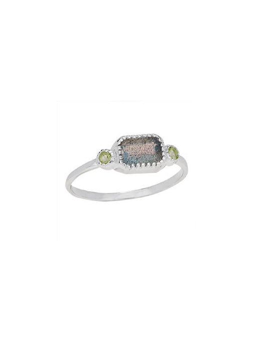 Labradorite & Peridot Ring | Sterling Silver 5 6 7 8 9 | Light Years Jewelry