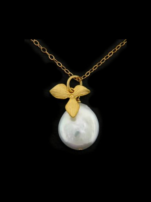 Orchid & Coin Pearl Necklace | 14kt Gold Filled Chain | Light Years