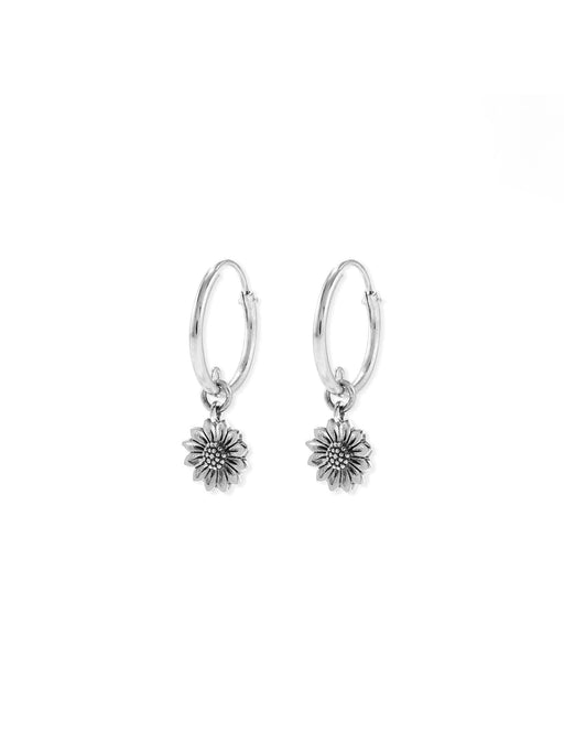 Sunflower Charm Hoops by boma | Sterling Silver Earrings | Light Years