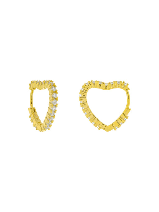 CZ Heart Huggie Hoops | Gold Plated Earrings | Light Years Jewelry