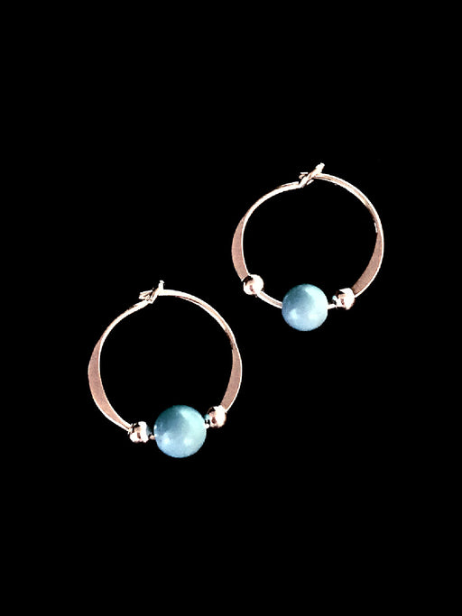 Turquoise & Silver Beaded Hoops | Sterling Silver Earrings | Light Years