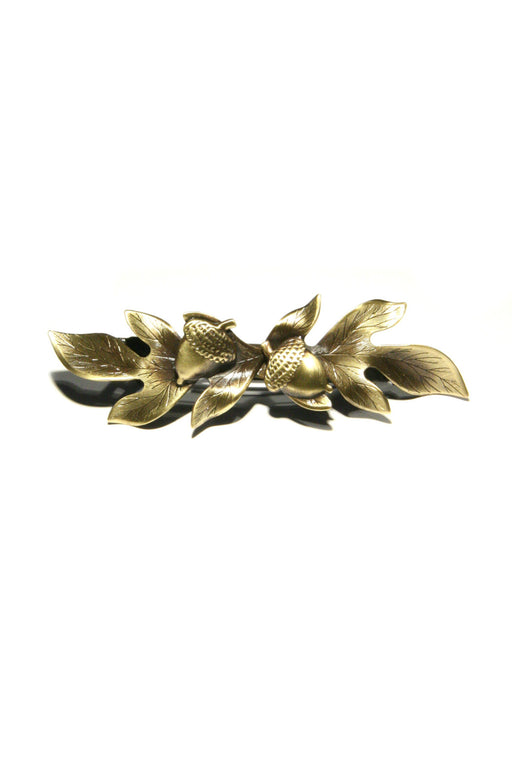 Acorn & Leaf Barrette, $17 | Brass Hair Accessory | Light Years Jewelry