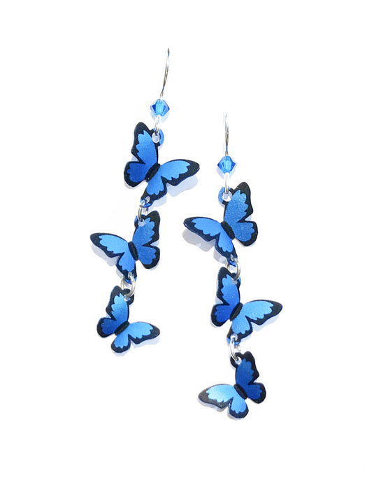 Triple Blue Butterfly Dangles by Sienna Sky | Sterling Silver Earrings | Light Years