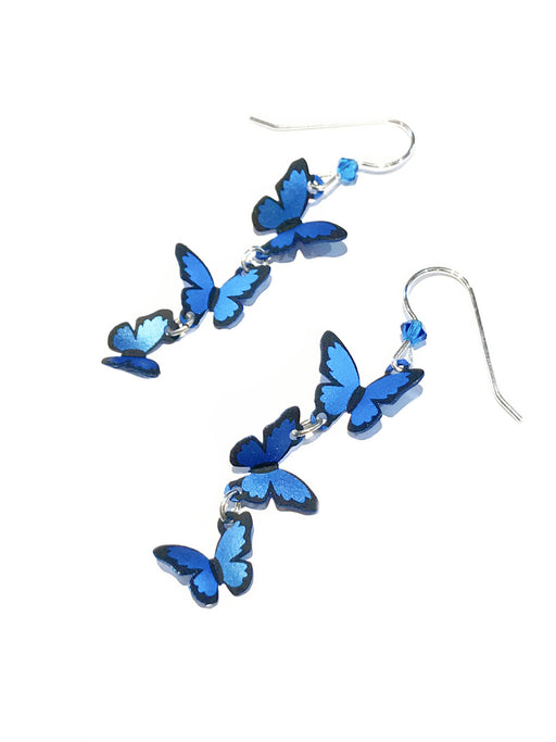 Triple Blue Butterfly Dangles by Sienna Sky | Sterling Silver Earrings | Light Years