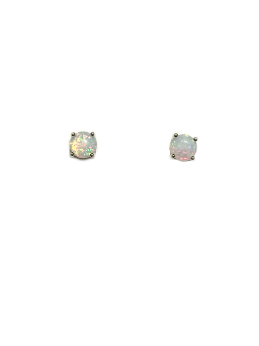 Prong Set White Opal Posts | Sterling Silver Studs Earrings | Light Years