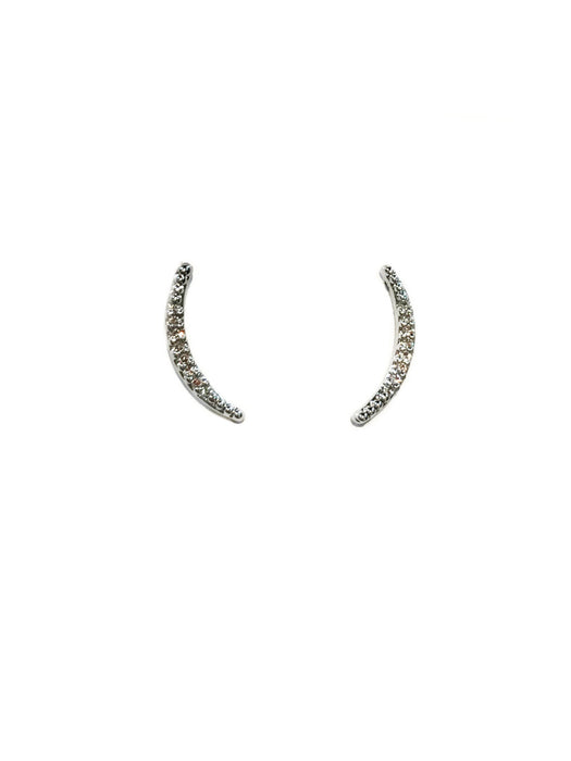 Clear CZ Lined Curved Posts | Silver Plated Studs Earrings | Light Years