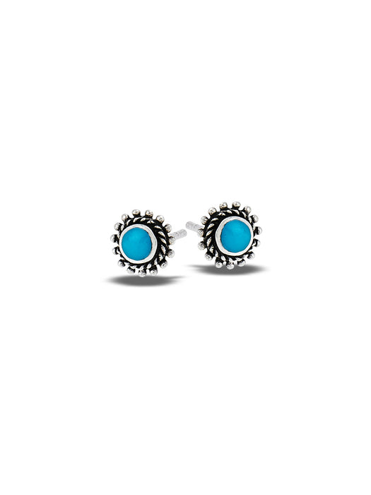 Dot Border Stone Posts | Sterling Silver Studs Earrings | Light Years