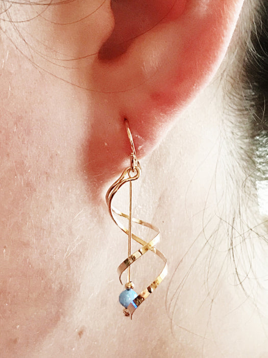 Opal Bead Spiral Dangles | 14kt Gold Filled Earrings USA | Light Years