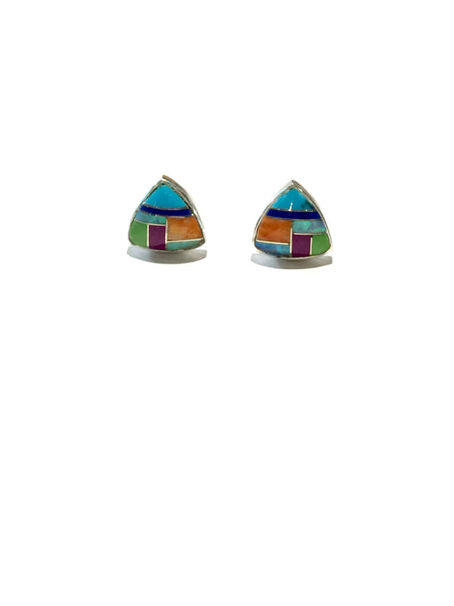 Stone Triangle Inlay Posts | Sterling Silver Stud Earrings | Light Years