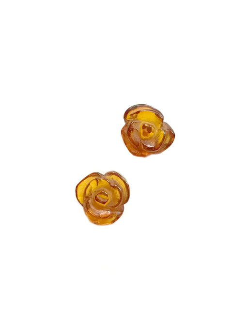 Carved Amber Rose Posts | Sterling Silver Studs Earrings | Light Years