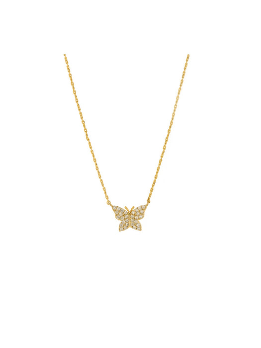 Pave CZ Butterfly Necklace | Gold Plated Chain | Light Years Jewelry