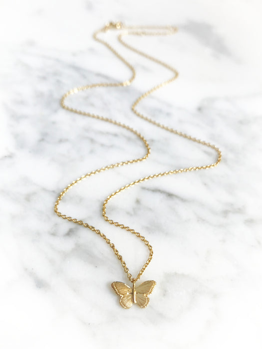 Detailed Butterfly Charm Necklace | 14kt Gold Vermeil Chain | Light Years