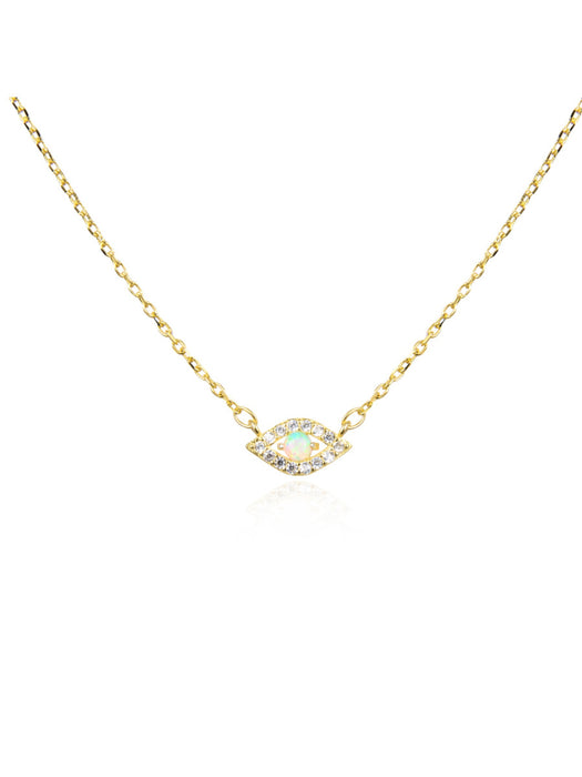 Opal & CZ Eye Necklace | Gold Vermeil Sterling Silver Chain | Light Years