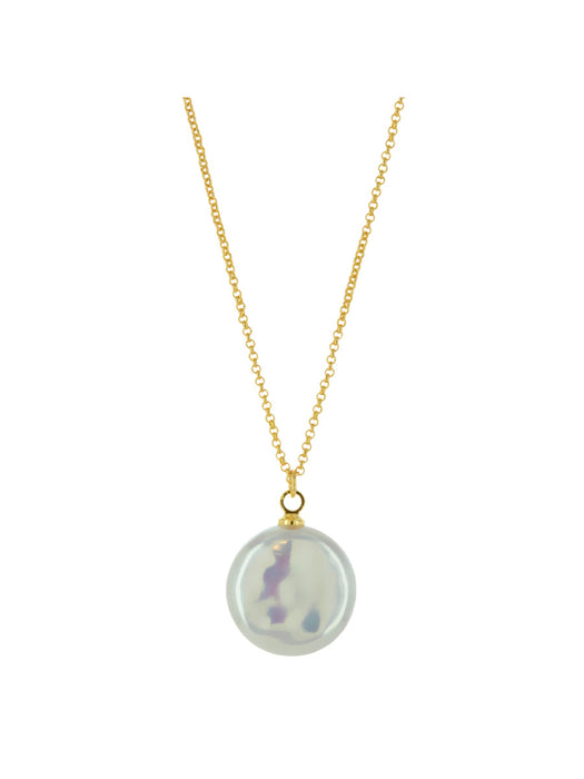 Coin Pearl Pendant Necklace | Gold Plated Chain | Light Years Jewelry