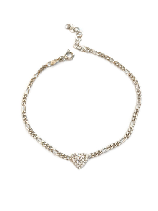 CZ Heart & Figaro Chain Bracelet