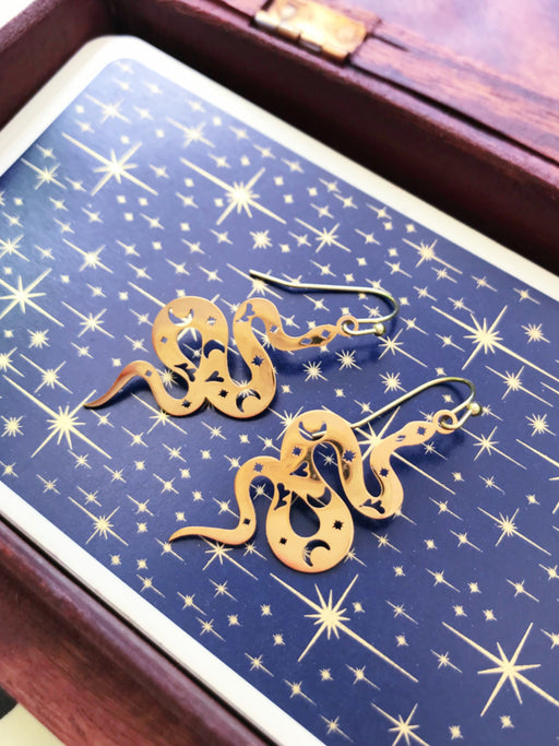 Mystical Snake Dangles | Celestial Gold Fashion Earrings | Light Years