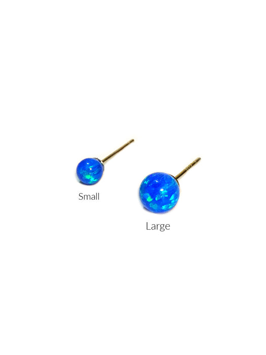 Blue Opal Sphere Ball Posts | Sterling Silver Studs Earrings | Light Years