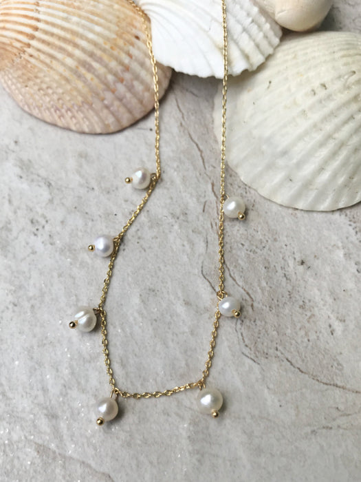 Pearl Charm Necklaces | White Gold Silver Plated Chokers | Light Years