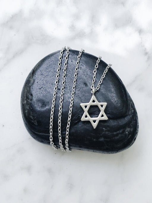 Star of David Necklace | White Gold Silver Plated Chain | Light Years