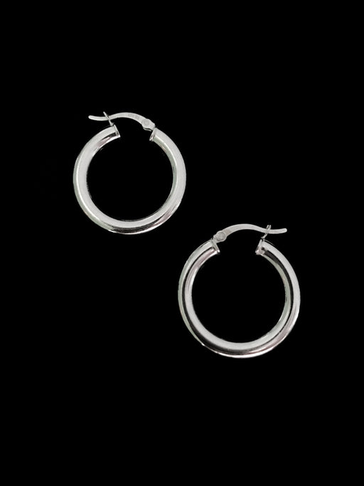 Sterling Silver Tube Pincatch Hoops | Large 1" | Trendy Classic Earrings | Light Years 