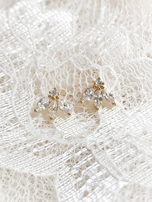 CZ Petal Posts | 14kt Gold Vermeil Studs Earrings | Light Years Jewelry