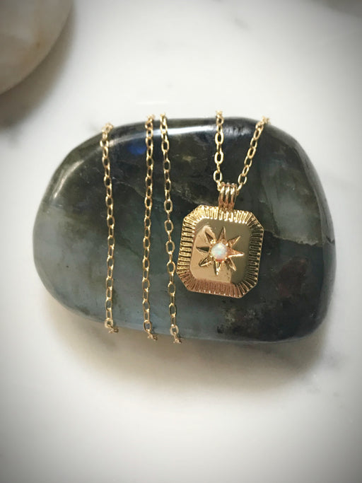Opal Sun Medallion Necklace | Gold Plated Chain Pendant | Light Years