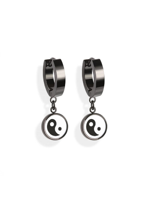 Yin Yang Charm Huggie Hoops | Stainless Steel Earrings | Light Years