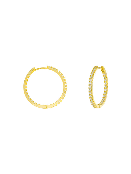 Inside Out CZ Huggie Hoops | Gold Plated Earrings | Light Years Jewelry