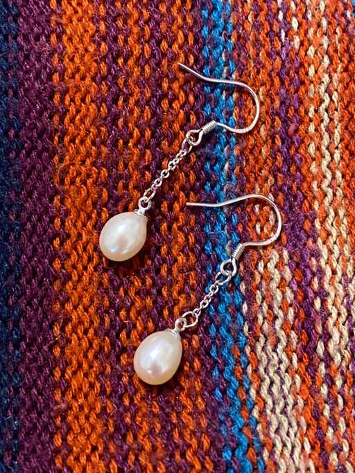 Freshwater Pearl Drop Earrings | Sterling Silver Dangles | Light Years Jewelry