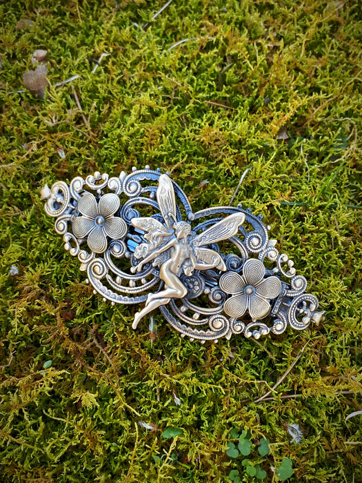 Flower Fairy French Barrette | Brass Antique Silver Hair Accessories | Light Years