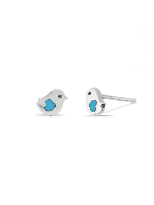 Heart Bird Posts by boma | Turquoise | Sterling Silver Studs Earrings | Light Years