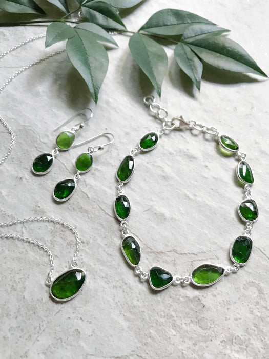 Chrome Diopside Bracelet | Sterling Silver Clasp Gemstone | Light Years