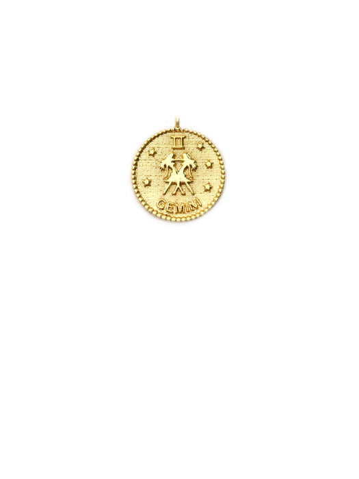 Zodiac Medallion Necklace | Gemini | Gold Plated Chain Pendant | Light Years 