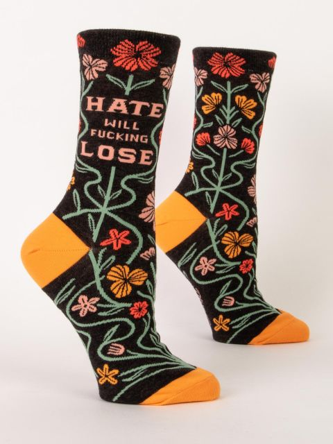 Hate Will Lose Women's Crew Socks | Gifts & Accessories | Light Years