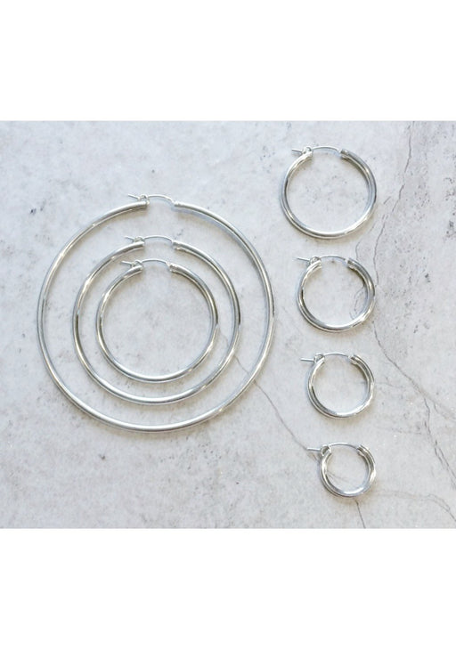 Classic Sterling Silver Pincatch Hoops Earrings | Light Years Jewelry