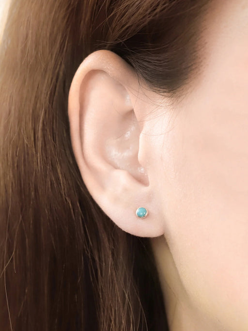 Turquoise Round Stone Posts | Sterling Silver Stud Earrings | Light Years Jewelry