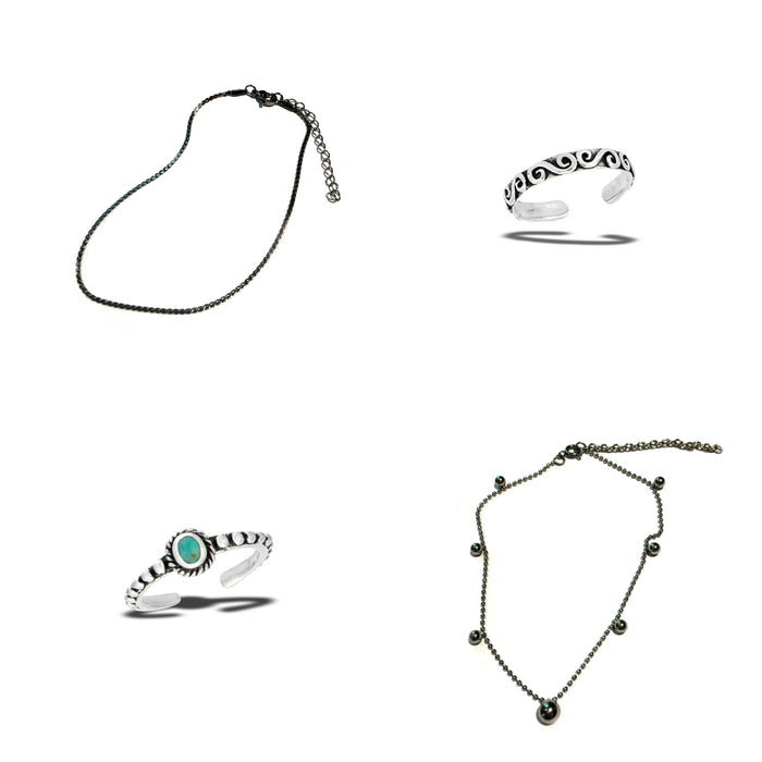 Image of two anklets and two toe rings