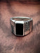 Onyx & Marcasite Men's Signet Ring | Sterling Silver Size 9 10 11 | Light Years