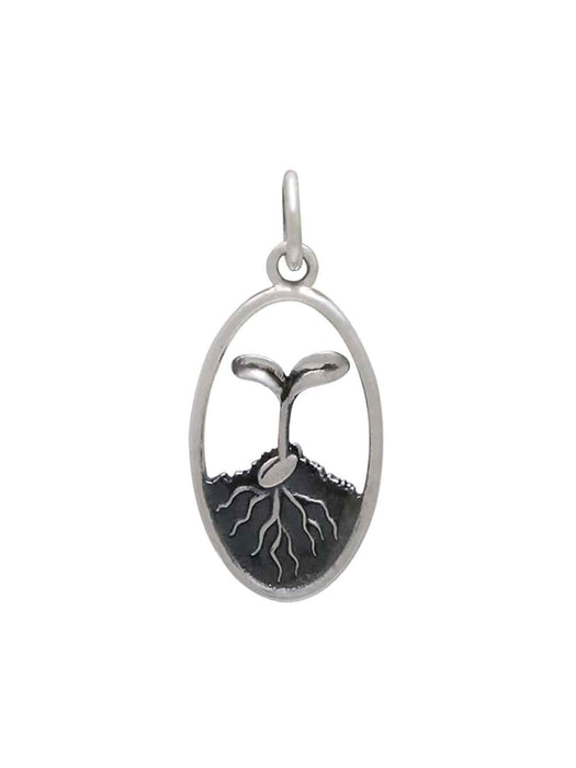 Seed & Sprout Charm Necklace | Sterling Silver Pendant Chain | Light Years Jewelry