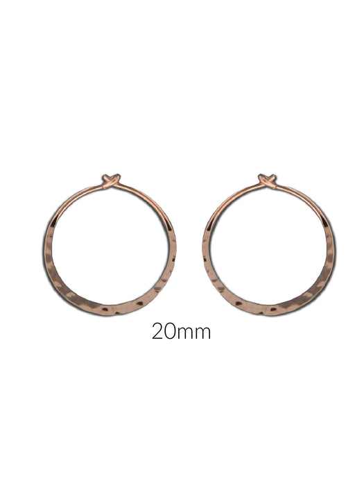 Hammered 14kt Rose Gold Filled Hoops | Hook & Eye Earrings | Light Years